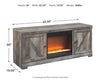 Wynnlow - Entertainment Center - TV Stand With Glass/Stone Fireplace Insert - Gray