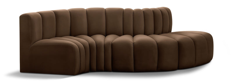 Arc - Velvet 4 Piece L-Shaped Modular Sofa