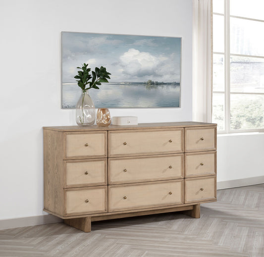 Kailani - 9-Drawer Dresser Cabinet - Beige Oak