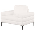 Jessel - Chenille Upholstered Track Arm Chair - Ivory