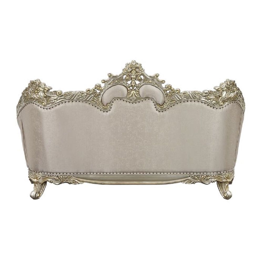 Danae - Sofa With 7 Pillows - Fabric, Champagne & Gold