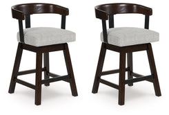 Haddigan - Dark Brown - Upholstered Swivel Barstool (Set of 2)