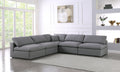 Serene - Linen Textured Fabric Deluxe Comfort 5 Piece Modular Sectional - Grey