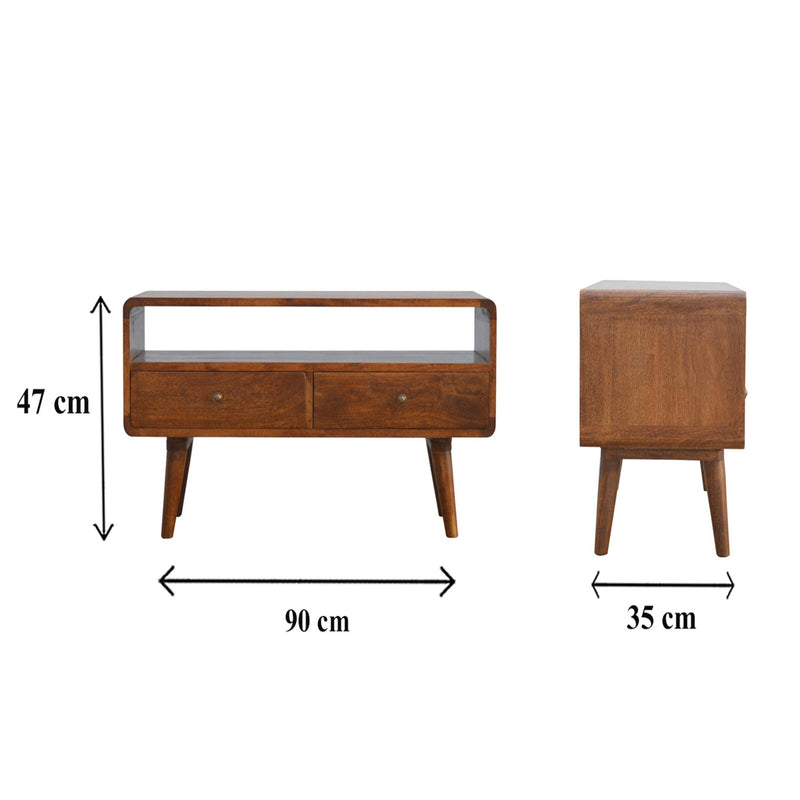 Solid Wood Curved Media Unit