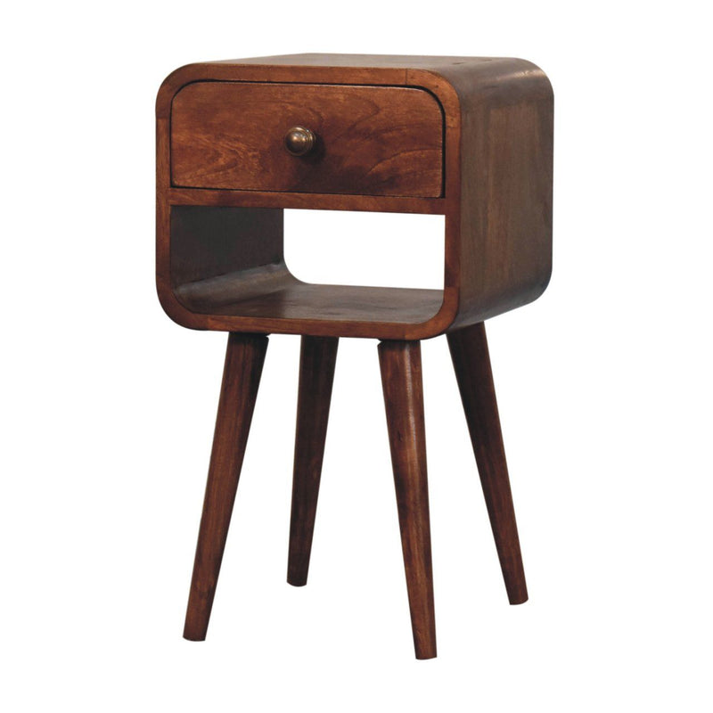 Mini California Curved Nightstand Wth Lower Slot