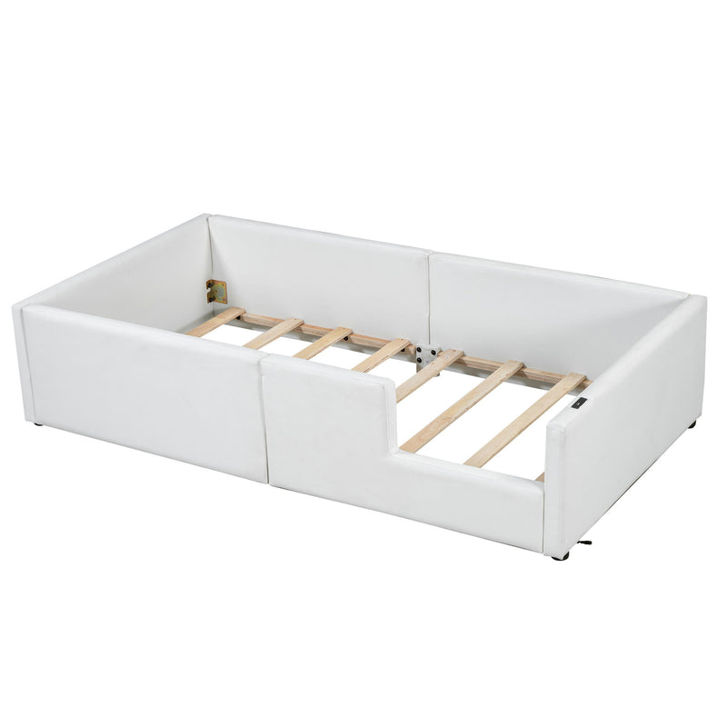 Platform Bed With Guardrail And Charging Station