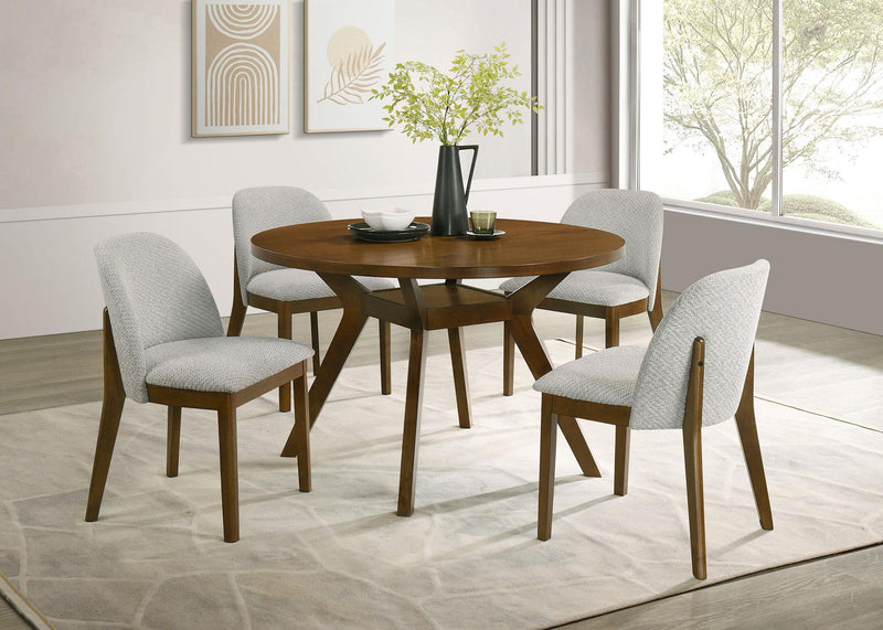 Mueller 5-piece 48-inch Round Dining Set Brown and Beige