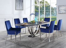 Cambrie - Dining Table - Faux Marble & Mirrored Silver Finish