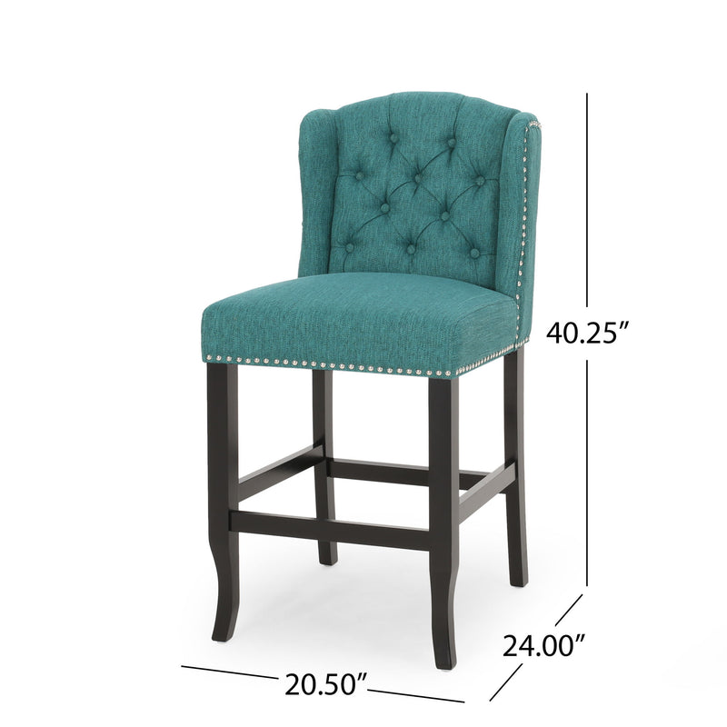 Vienna - Fabric Tufted Counter Stool With Nailhead Accents (Set of 2)