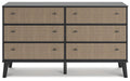 Charlang - Black / Gray - Six Drawer Dresser