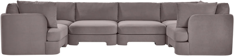 Hammond - Velvet Performance Fabric Upholstered 6 Piece U-Shaped Sectional
