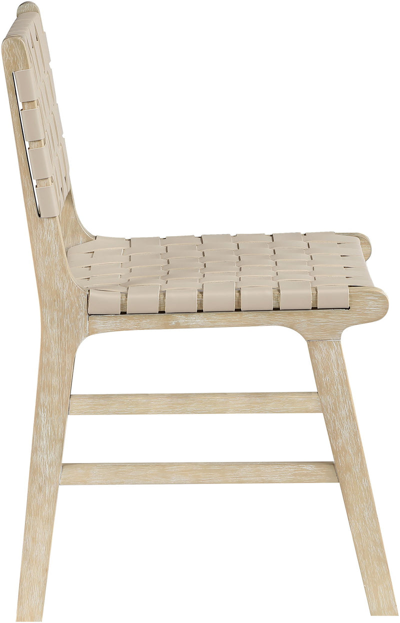 Entwine - Vegan Leather Upholstered Dining Chair - Painted Natural
