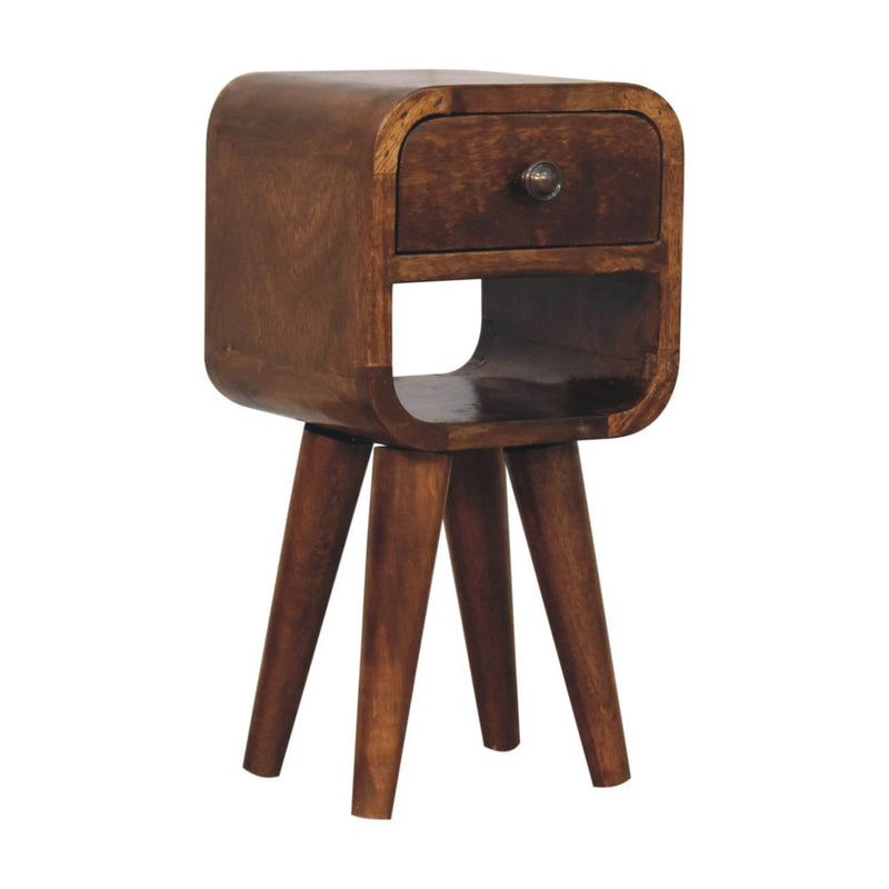 Mini California Curved Nightstand Wth Lower Slot