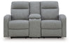 Gauntlet - Double Recline Loveseat With Console - Sterling