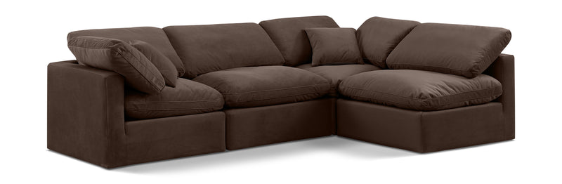 Indulge - Velvet 4 Piece Modular Sectional