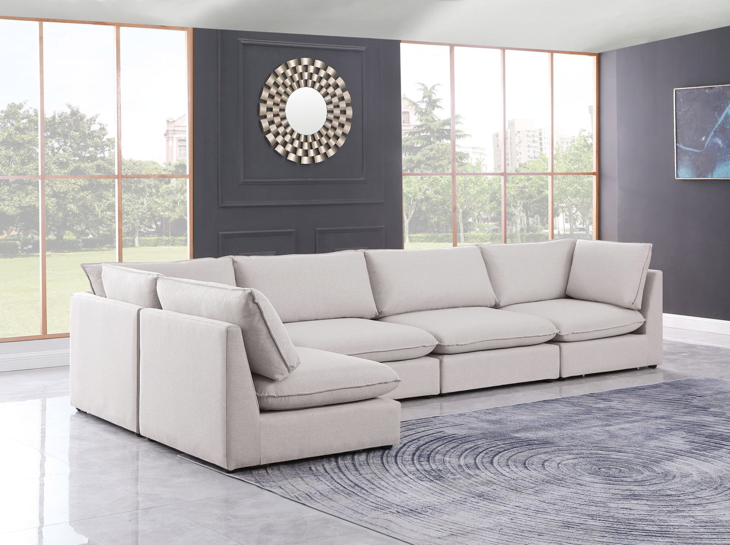 Mackenzie - Modular Sectional 5 Piece - Beige - Fabric