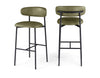 Lupita - Vegan Leather Upholstered Bar Stool With Matte Black Frame (Set of 2)