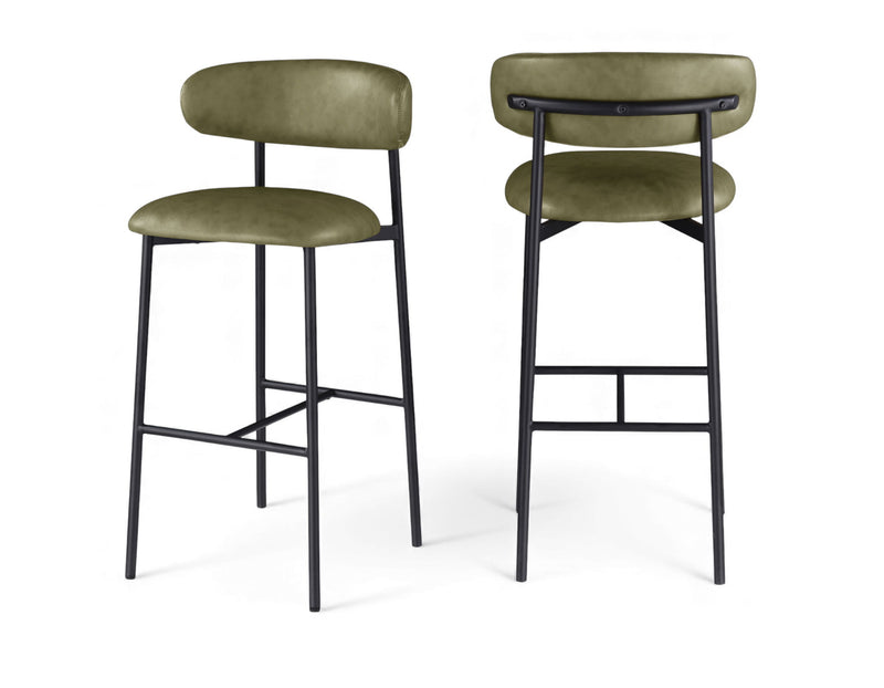 Lupita - Vegan Leather Upholstered Bar Stool With Matte Black Frame (Set of 2)