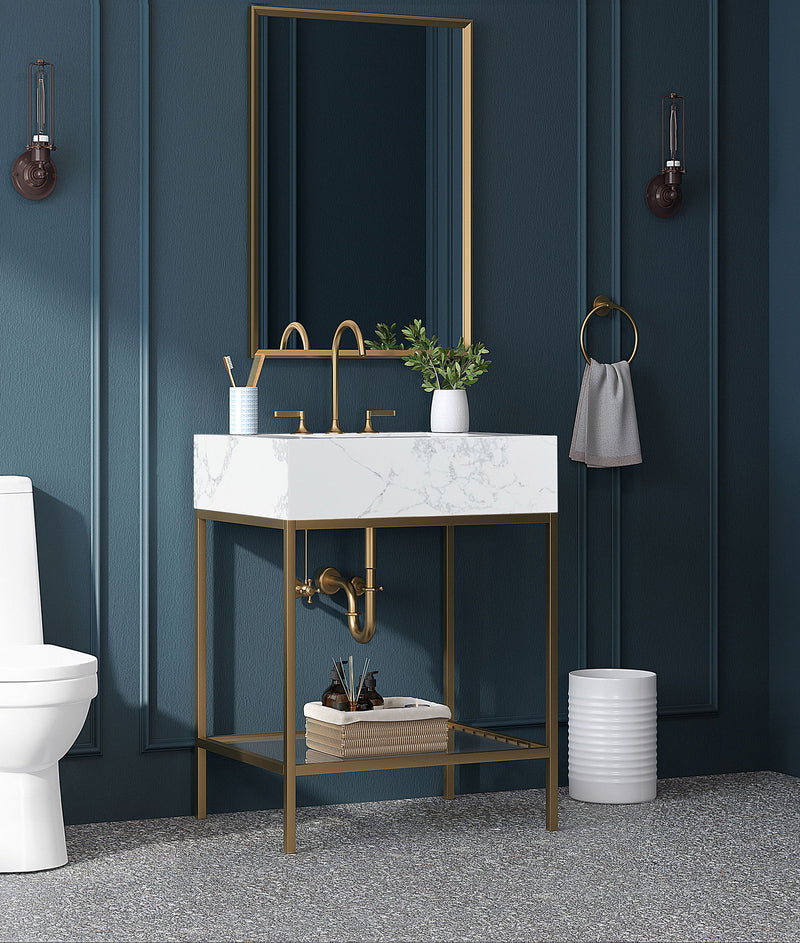 Marmo - Engineered Marble Bathroom Vanity With Gold Base