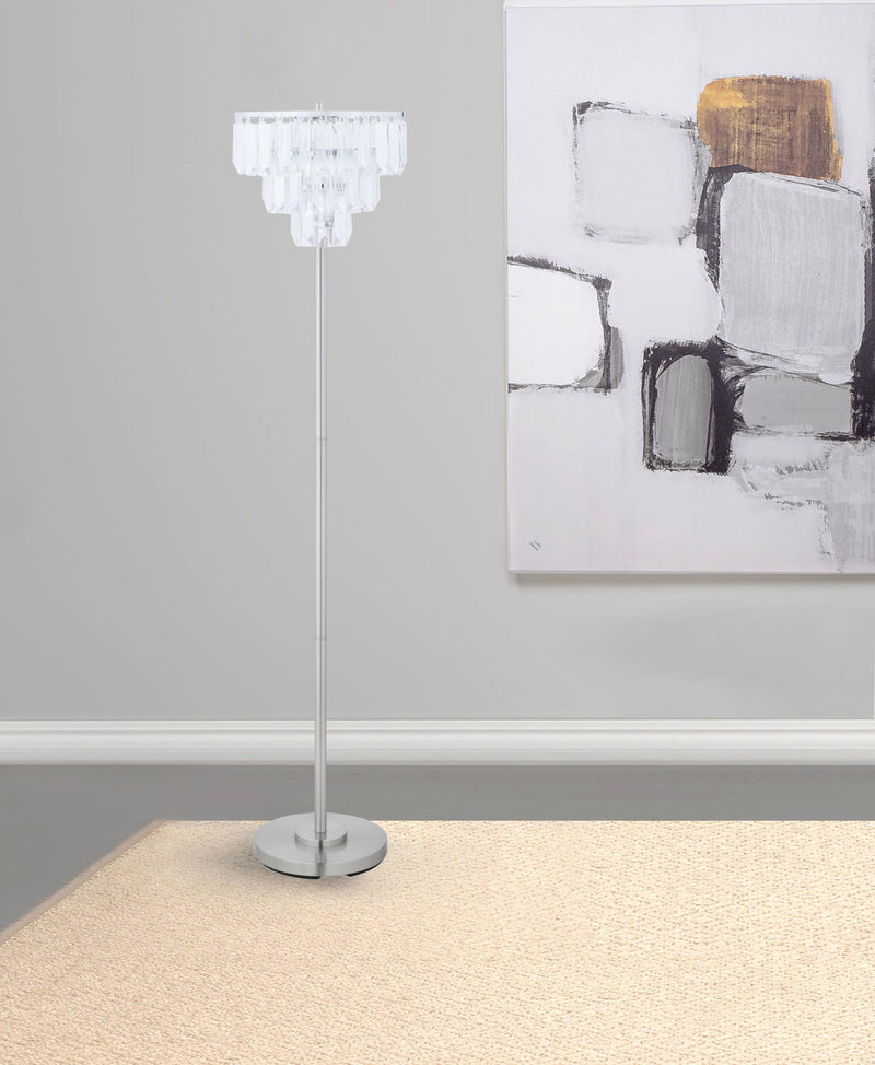 Anya 61-inch Hanging Crystal Metal Floor Lamp Chrome
