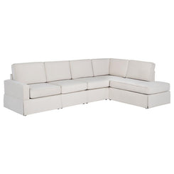 Delmar - Velvet Upholstered Sectional Sofa Skirted Base - Latte