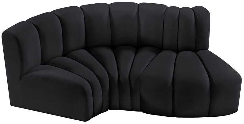 Arc - Velvet 3 Piece Modular L-Shaped Sofa