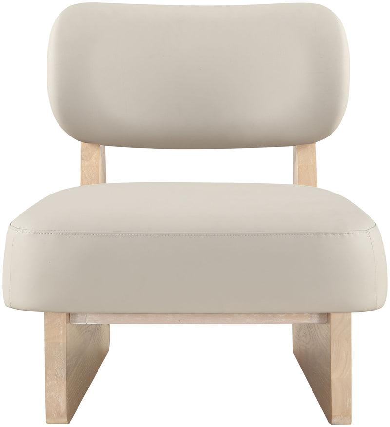 Vetra - Vegan Leather Upholstered Accent Chair With Natural Base