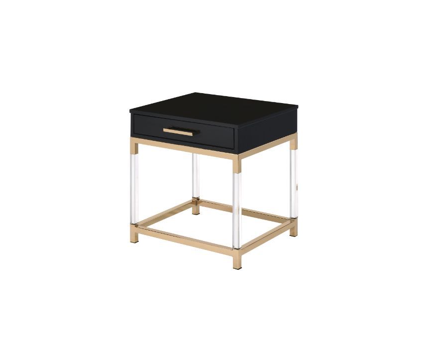 Adiel - End Table - Black & Gold Finish