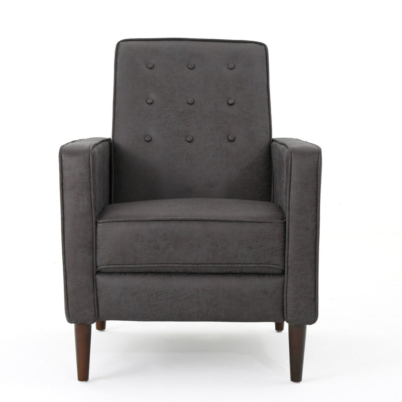 Macedonia - Mid Century Modern Button Tufted Fabric Recliner - Slate