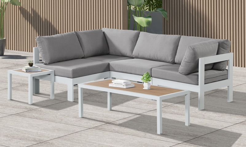 Nizuc - Outdoor Patio 4 Piece Modular Sectional With White Frame