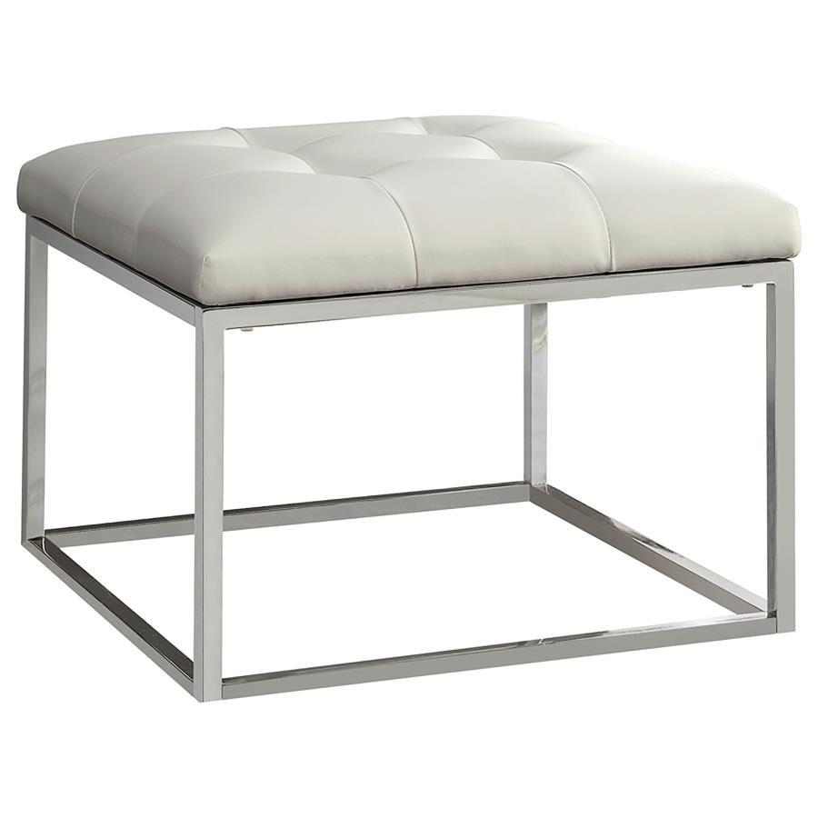 Swanson - Square Upholstered Tufted Ottoman - White