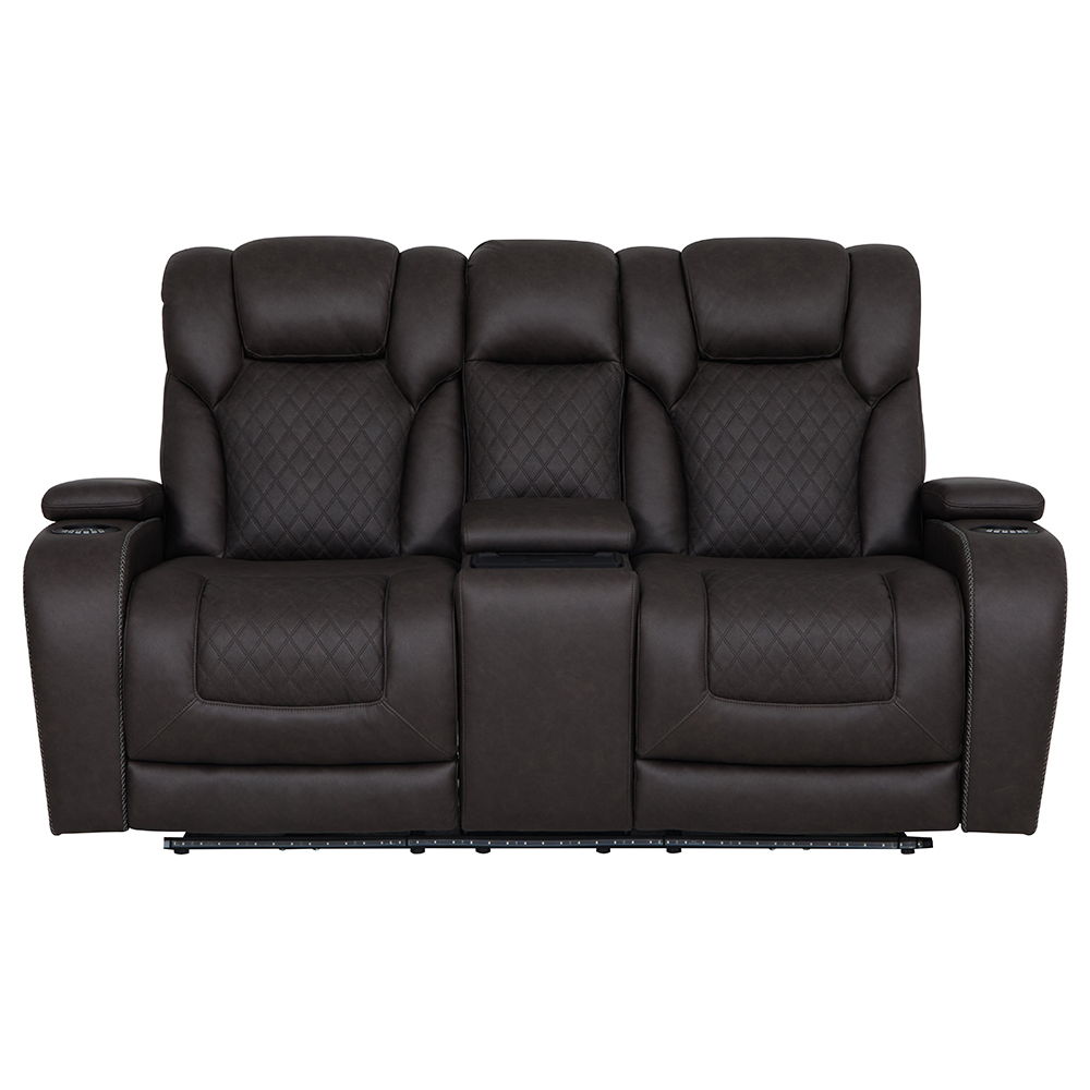 Wendell - Power Motion Loveseat With Console, Wireless Charger, Storage, USB & LED - Dark Gray