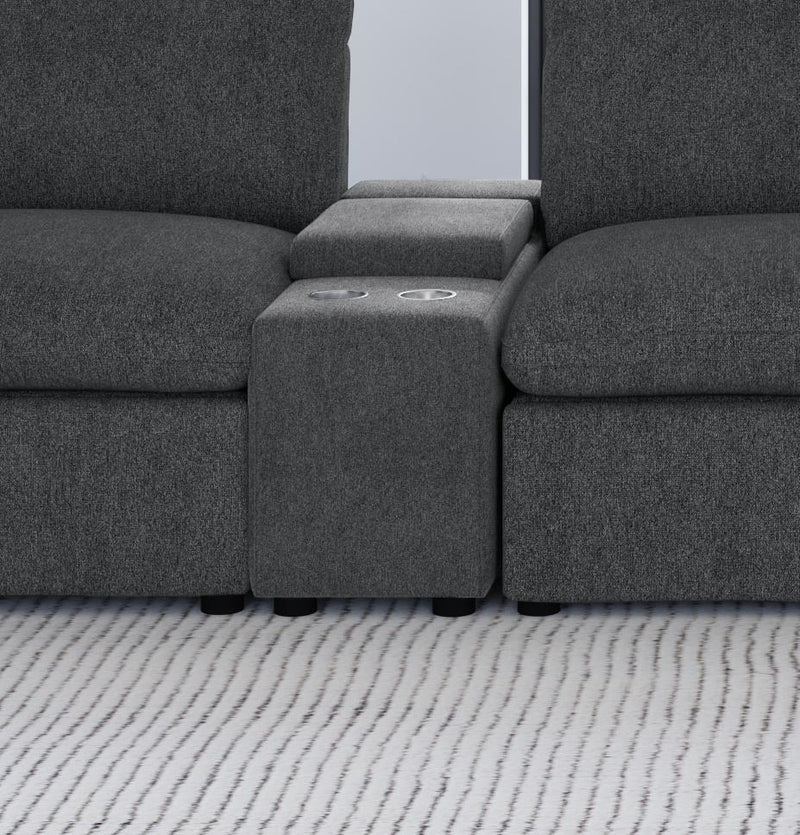 Collins Upholstered Modular Storage Console Dark Grey