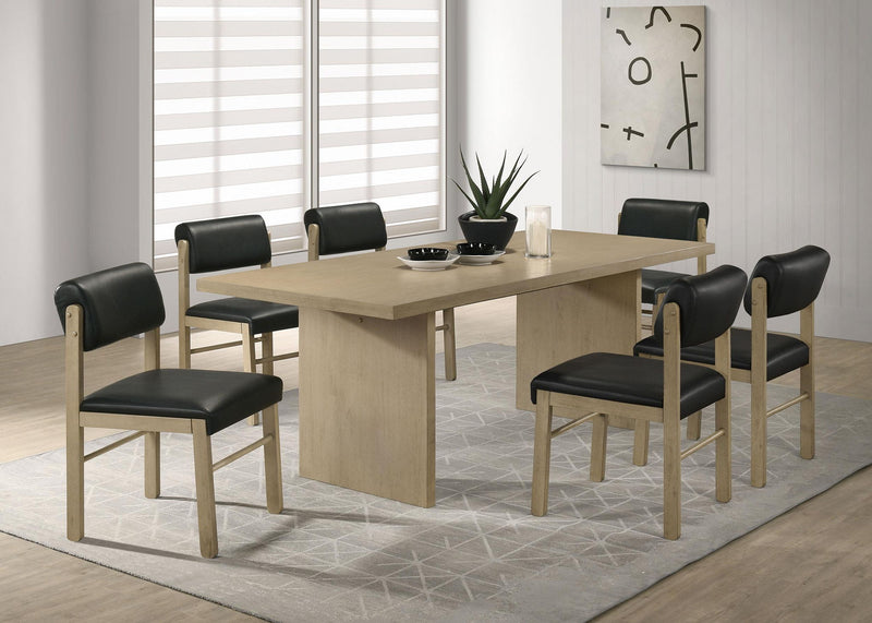 Decker 7-piece 82-inch Rectangular Dining Set Black and Natural Oak