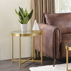 Charrot - End Table - Clear Glass Top & Gold