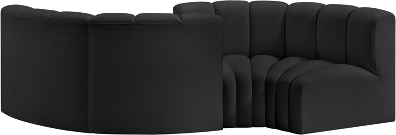 Arc - Faux Leather 4 Piece Curved Modular Sofa