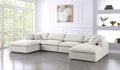 Serene - Linen Textured Fabric Deluxe Comfort Modular Sectional 6 Piece - Cream - Fabric - Modern & Contemporary