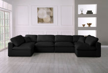 Plush - Velvet Standart Comfort Modular Sectional 6 Piece - Black - Fabric - Modern & Contemporary
