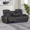 Wendell - Power Motion Sofa With Dropdown Table, Storage, USB & LED - Dark Gray