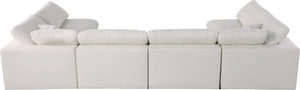 Serene - Linen Textured Fabric Deluxe Comfort Modular Sectional 6 Piece - Cream - Fabric