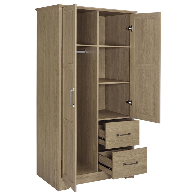 Cassara 2-door Bedroom Wardrobe Storage Cabinet Armoire Latte