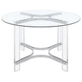 Keeling - Round Glass Top Acrylic Dining Table - Chrome