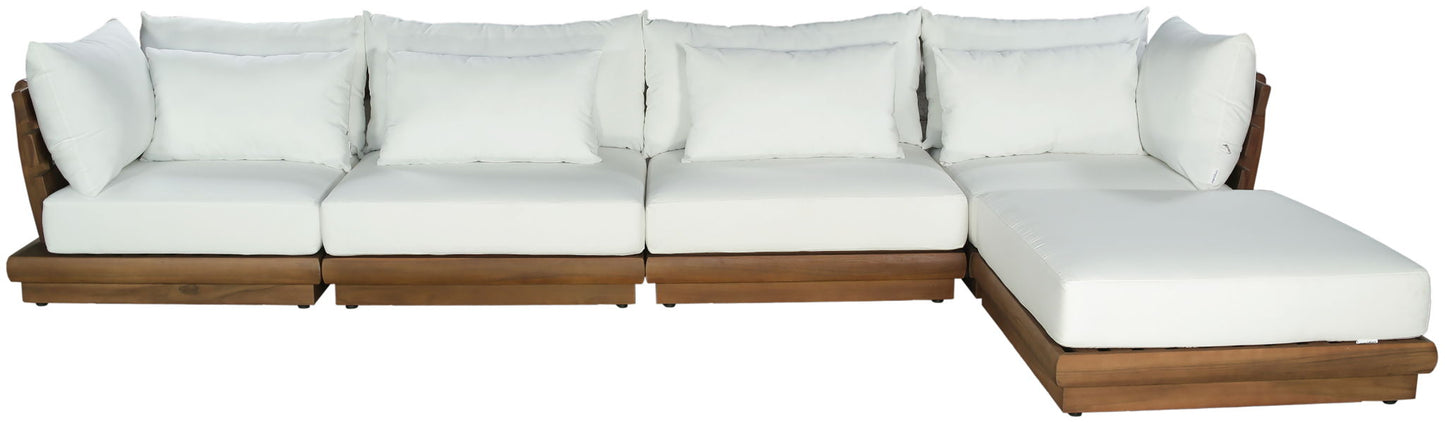 Mirella - 5 Piece Water Resistant Fabric Upholstered Outdoor Patio Modular Sectional