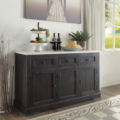 Nolan - Server - White Marble Top & Salvage Dark Oak