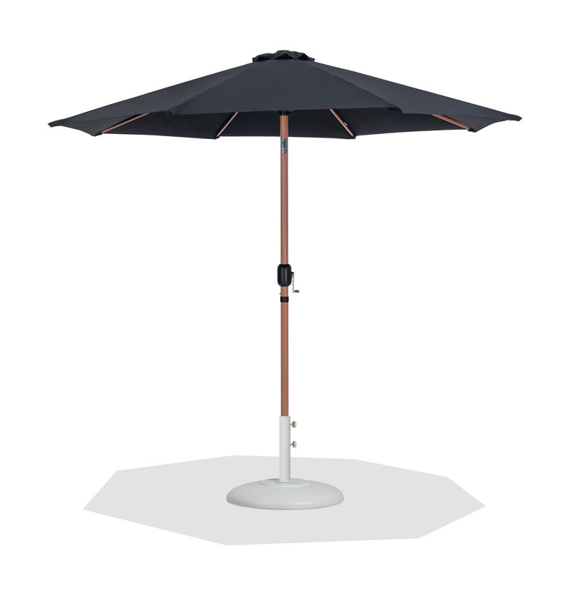 Fiji - Aluminum Patio Umbrella With Round White And Teak Base