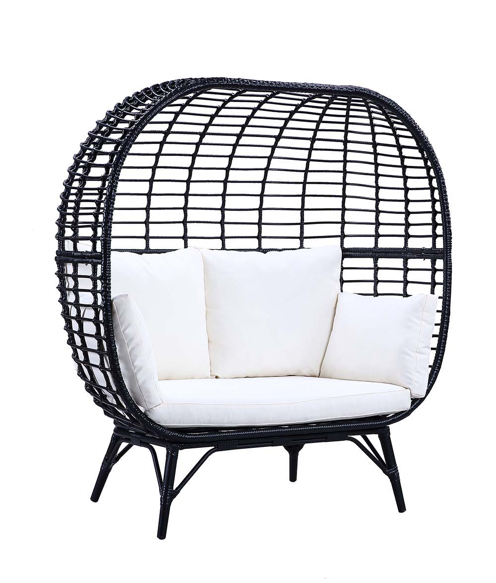 Penelope - Patio Lounge Chair - Cream Fabric & Black