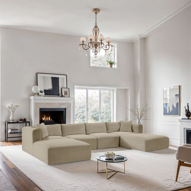 Shaggy - 6 Piece Modular Sectional With 2 Ottomans