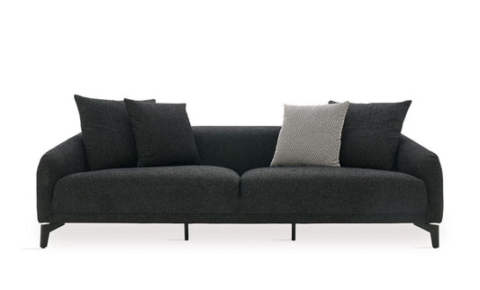 Maison - 3 Seater Sofa - Black - White Comb. - Black Leg