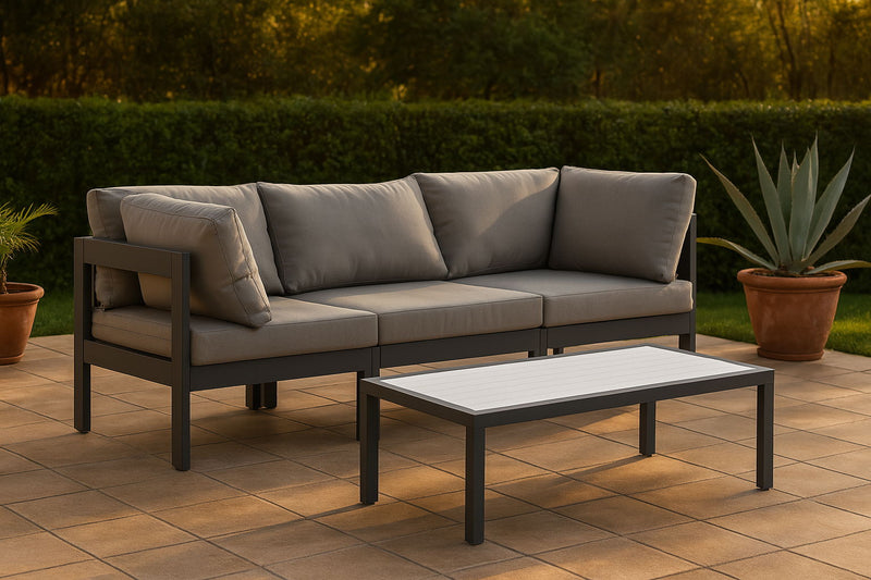 Nizuc - Outdoor Patio 3 Seat Modular Sofa With Gray Frame