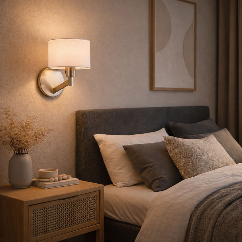 Nebula - Base Wall Lamp With Rotary Switch Shade - Brushed Nickel / Silver / White
